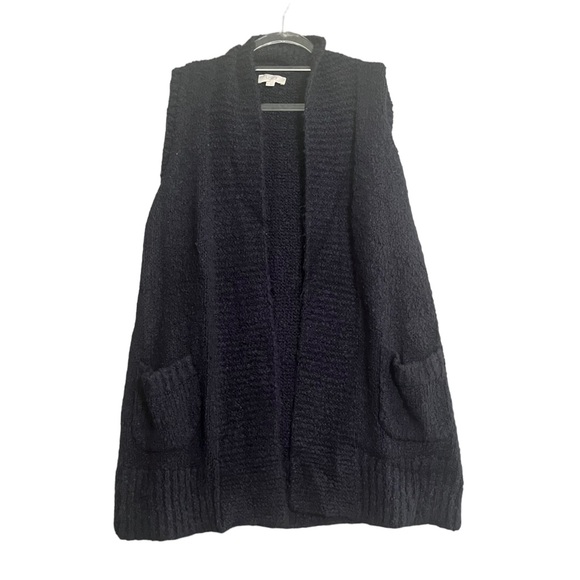 LOFT Sweaters - LOFT Womens XL Long Black Sleeveless Front Pockets Cardigan Sweater